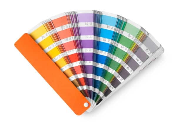 Pantone color swatches used for selecting textile fabric colors.