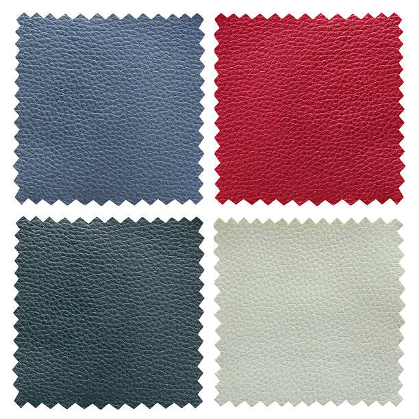 Synthetic leather fabric swatches in different colors.